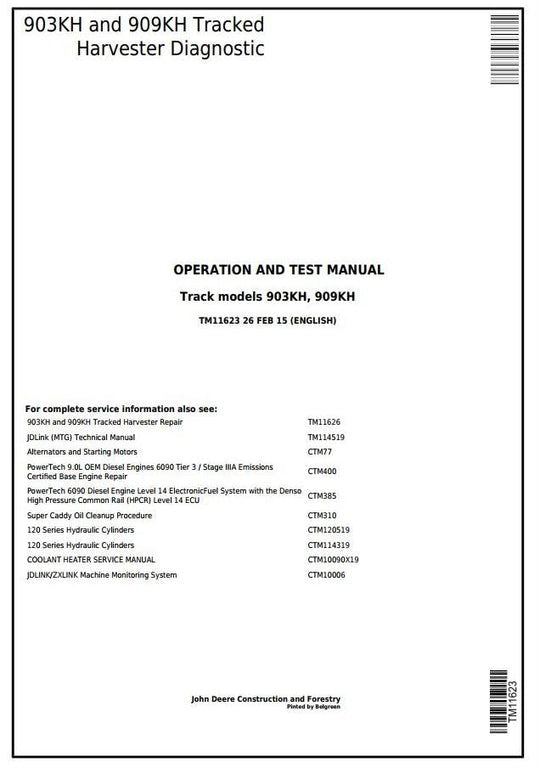 PDF John Deere 903KH 909KH Tracked Harvester Diagnostic and Test Service Manual TM11623