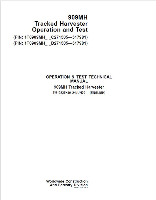 PDF John Deere 909MH Harvester Diagnostic and Test Service Manual TM13235X19