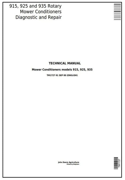 PDF John Deere 915, 925, 935 Rotary Mower Conditioner Service Manual TM1727