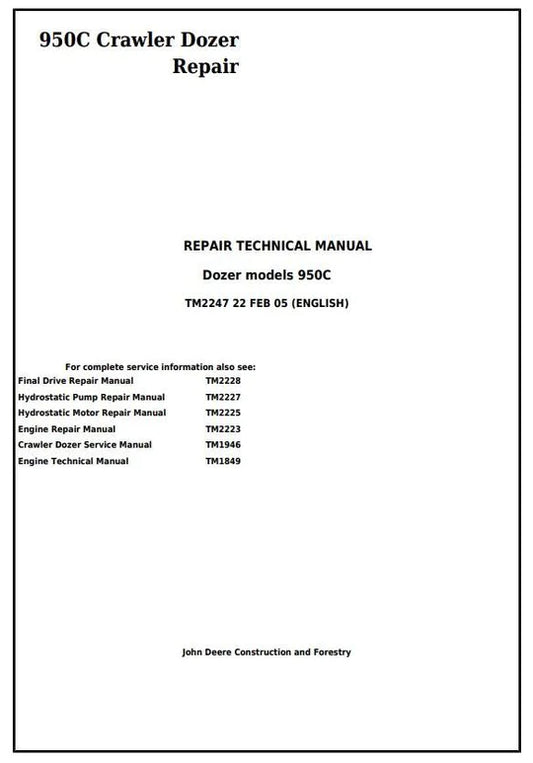 PDF John Deere 950C Crawler Dozer Service Manual TM2247