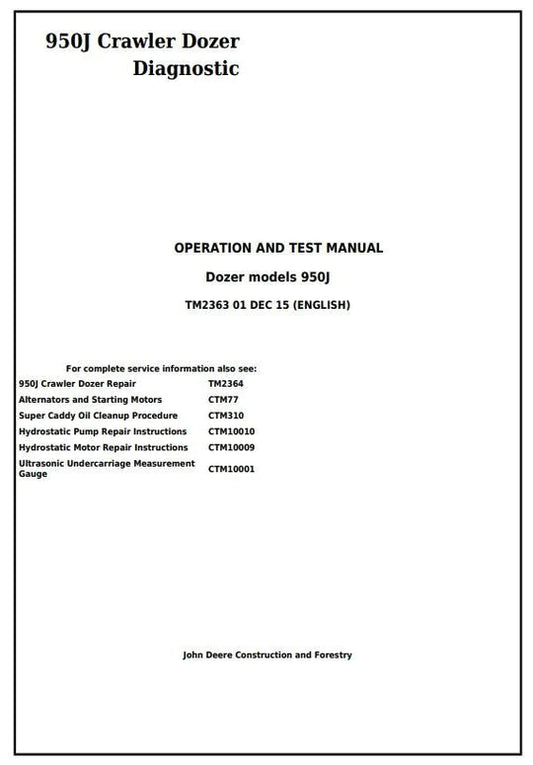 PDF John Deere 950J Crawler Dozer Diagnostic and Test Service Manual TM2363