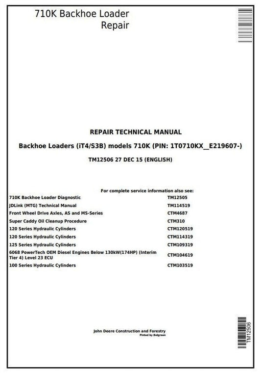 PDF John Deere Backhoe Loader 710K (It4/S3B) Service Manual TM12506