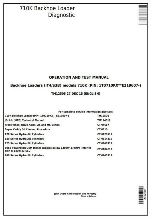 PDF John Deere Backhoe Loader 710k (It4/S3B) Diagnostic & Test Service Manual TM12505