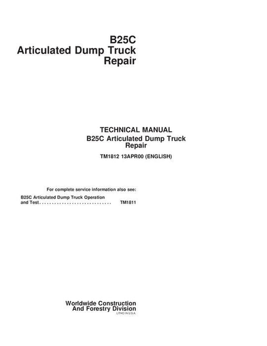 PDF John Deere Bell B25C Articulated Dump Truck Service ManualTM1812