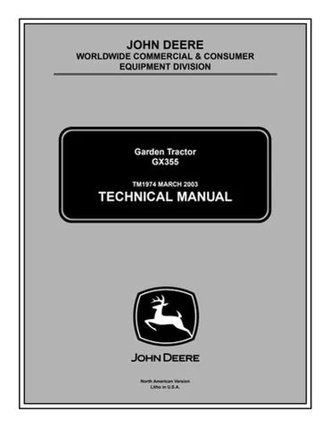 PDF John Deere GX355D Lawn and Garden Tractor Technical Service Manual TM1974