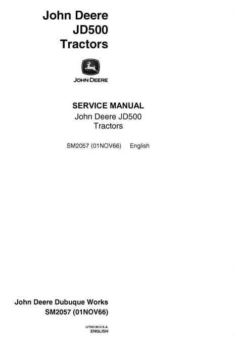 PDF John Deere JD500-A Series Backhoe loader Service Manual SM2057