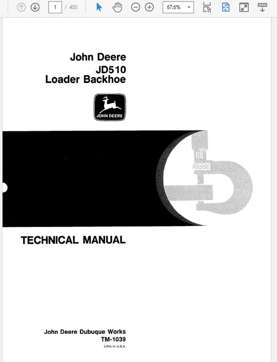 PDF John Deere JD510 Backhoe Loader Service Manual TM1039