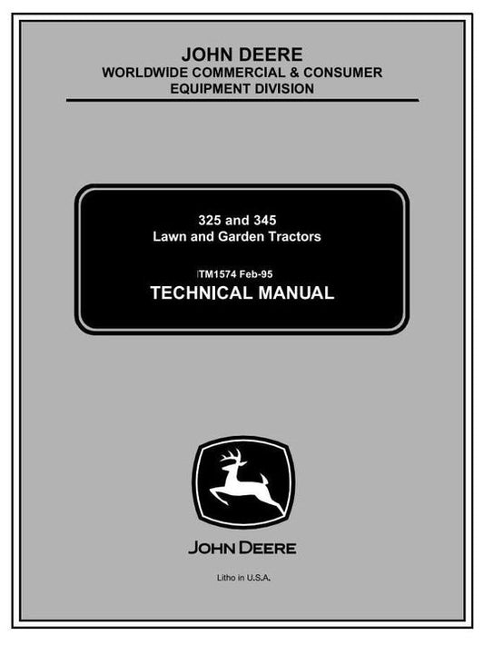 PDF John Deere JD Lawn and Garden Tractor Riding Lawn Equipment Repair Service Manual TM1574