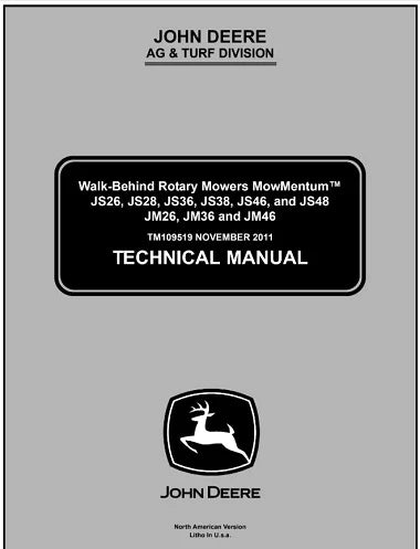 PDF John Deere JM26, JM36, JM46, JS26, JS28, JS36, JS38, JS46, JS48 Rotary Mower Service Manual TM109519