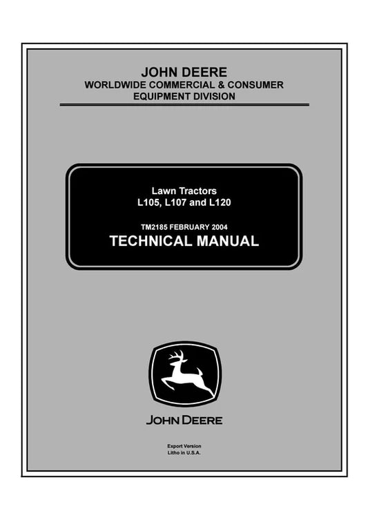 PDF John Deere L105 L107 L120 Lawn Tractor Diagnostic and Test Service Manual TM2185