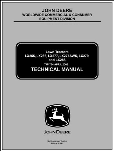 PDF John Deere LX255 LX266 LX277 LX279 LX288 Tractor Service Technical Manual TM1754 