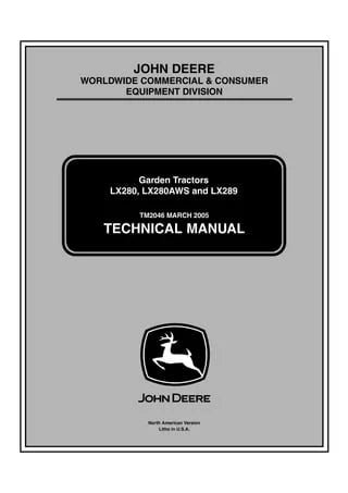 PDF John Deere LX280 LX280AWS LX289 Lawn Tractor Service Manual TM2046