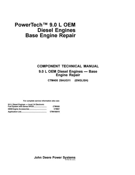 PDF John Deere Powertech Plus 9.0 L Engine Repair Service Manual CTM400