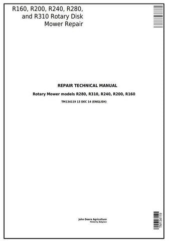 PDF John Deere R160 R200 R240 R280 R310 Hay & Forage Rotary Disk Mower Service Manual TM134119