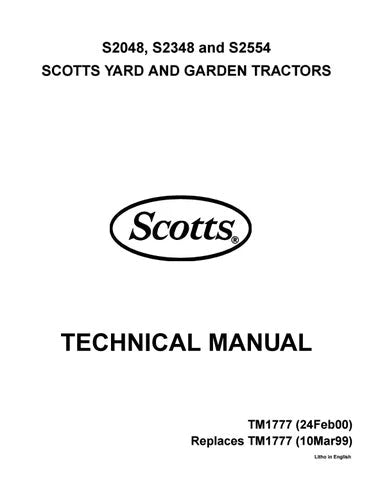 PDF John Deere S2048 S2348 S2554 Scotts Yard & Garden Tractor Service Manual TM1777