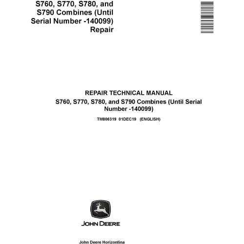 PDF John Deere S760 S770 S780 S790 Combine Service Repair Manual TM806319