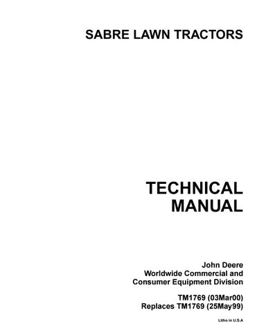 PDF John Deere Sabre 1642G, 1642H, 1642HS, 1642HV Lawn Tractor Mower Service Manual