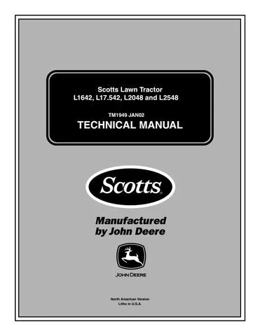 PDF John Deere Scotts L1642 L17.542 L2048 L2548 Lawn Tractor Service Manual TM1949