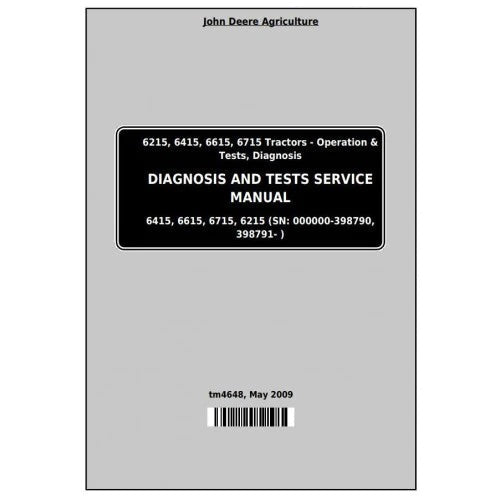 PDF John Deere Tractor 6215, 6415, 6615, 6715 Diagnostic and Test Service Manual TM4648