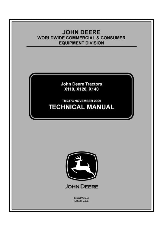 PDF John Deere X110 X120 X140 Lawn Tractor Service Manual TM2373