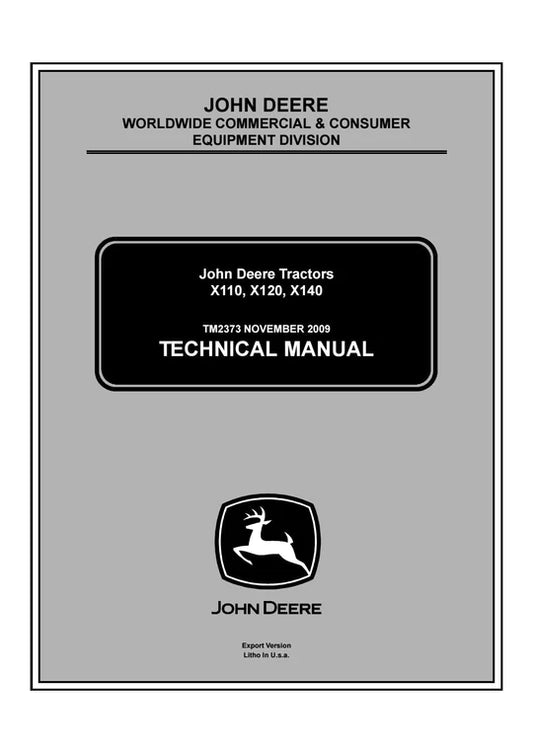 PDF John Deere X110 X120 X140 Lawn Tractor Service Manual TM2373