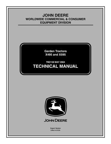 PDF John Deere X495 X595 Lawn & Garden Tractor Service Manual TM2158