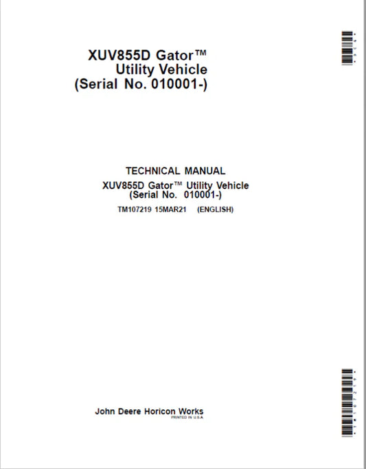 PDF John Deere XUV855D Gator Utility Vehicle Service Manual TM107219