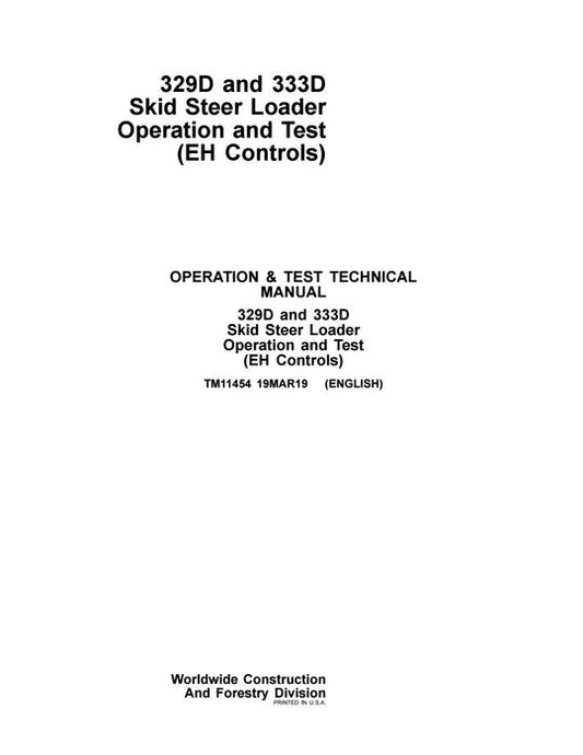 PDF John Deere 329D, 333D Skid Steer Loader Diagnostic and Test Service Manual TM11454 