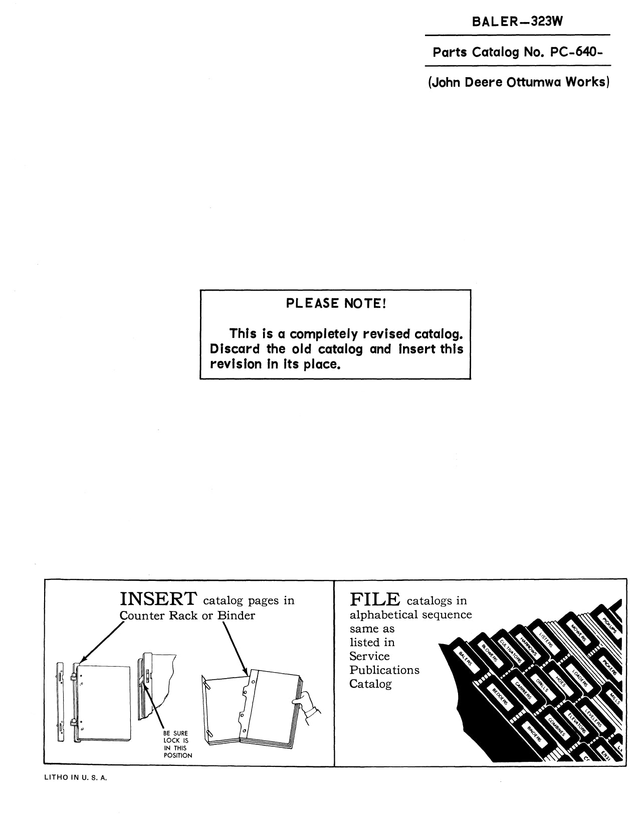 JOHN DEERE 323W BALER PARTS MANUAL PC640 INSTANT DOWNLOAD