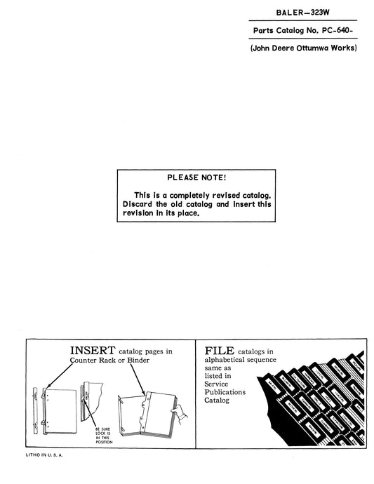 JOHN DEERE 323W BALER PARTS MANUAL PC640 INSTANT DOWNLOAD