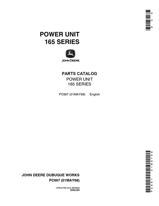 John Deere 165 Series Power Unit Parts Manual PC667 Instant Download